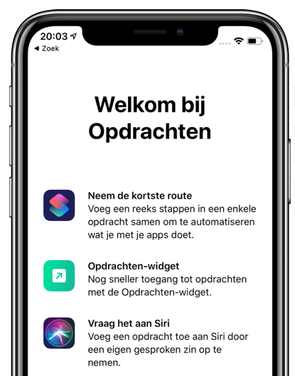 Opdrachten app ios 12